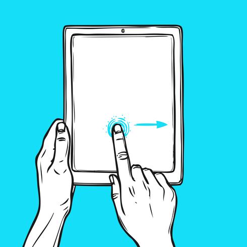 Hand hold tablet vector