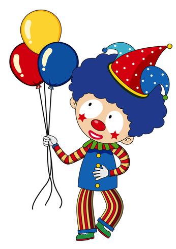 Happy clown with colorful balloons vector