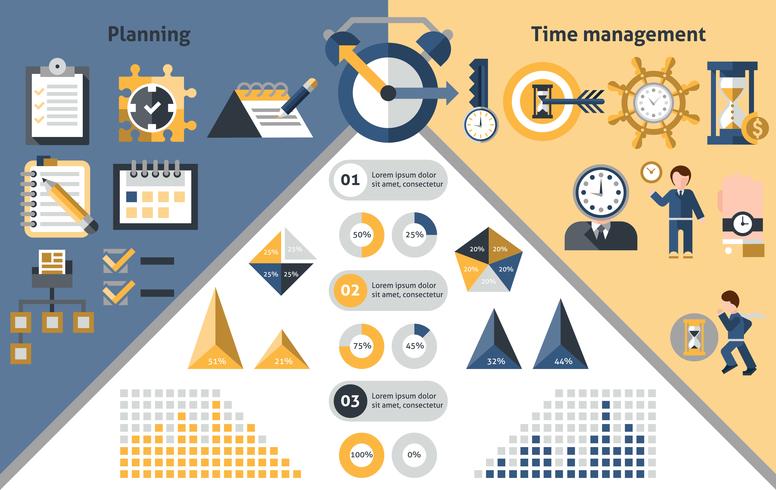 Infografía de gestión del tiempo. vector