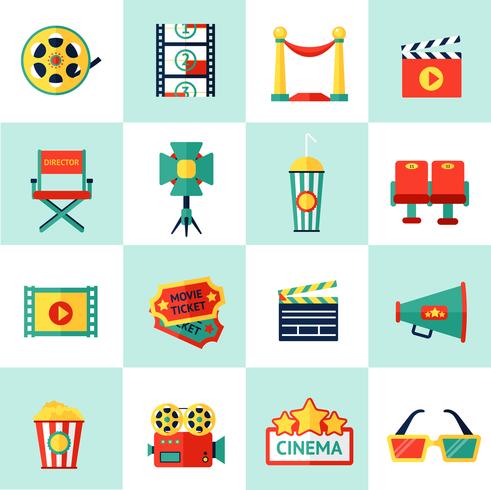 Conjunto de iconos de cine vector