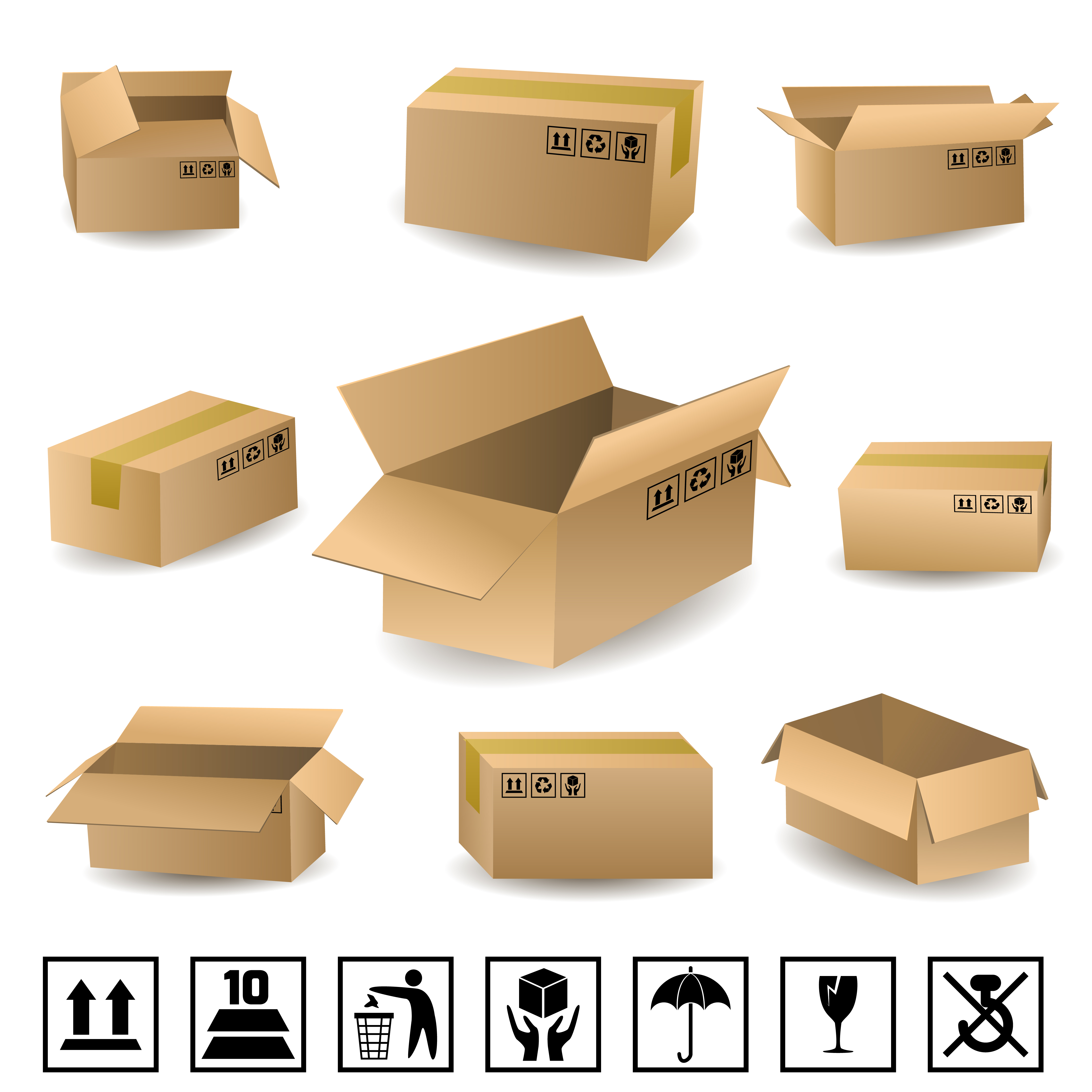 Shipping Boxes Set 445222 Vector Art at Vecteezy