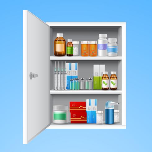 Medicine cabinet realistic vector