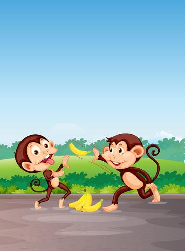 Monkey play with banana vector