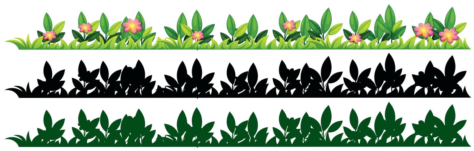 Three patterns of grass and flowers vector