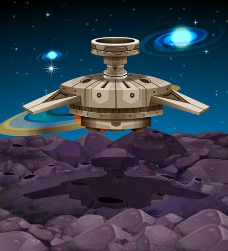 Spaceship landing on moon surface vector