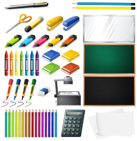 Different types of office supplies vector