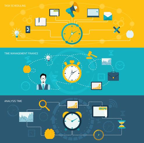 Time management banner set vector