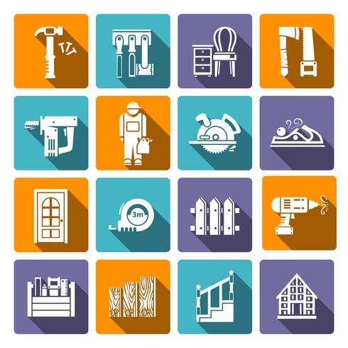 Carpentry icons set vector