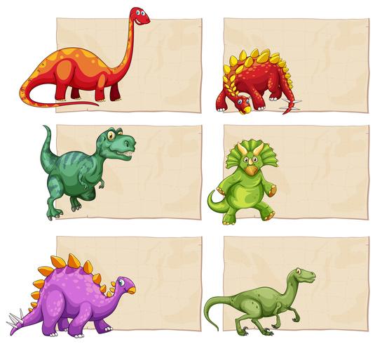 Plantilla vacía con dinosaurios vector