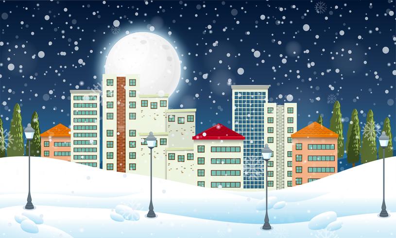 Snow in the urban town vector