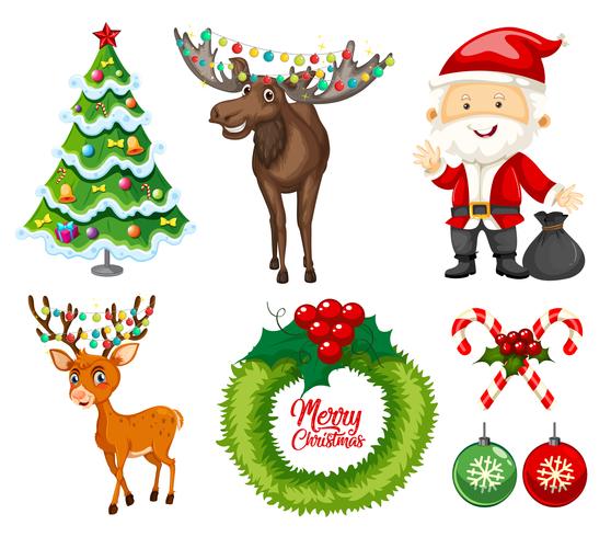 A set of christmas element vector