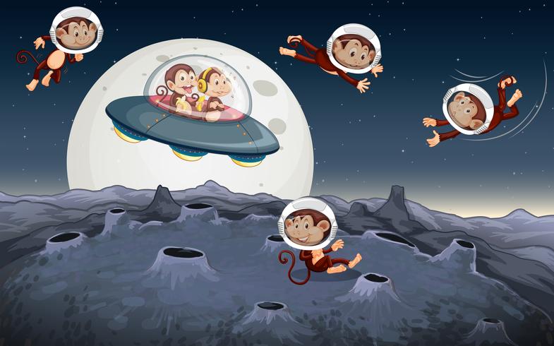 Monkey travel in space vector