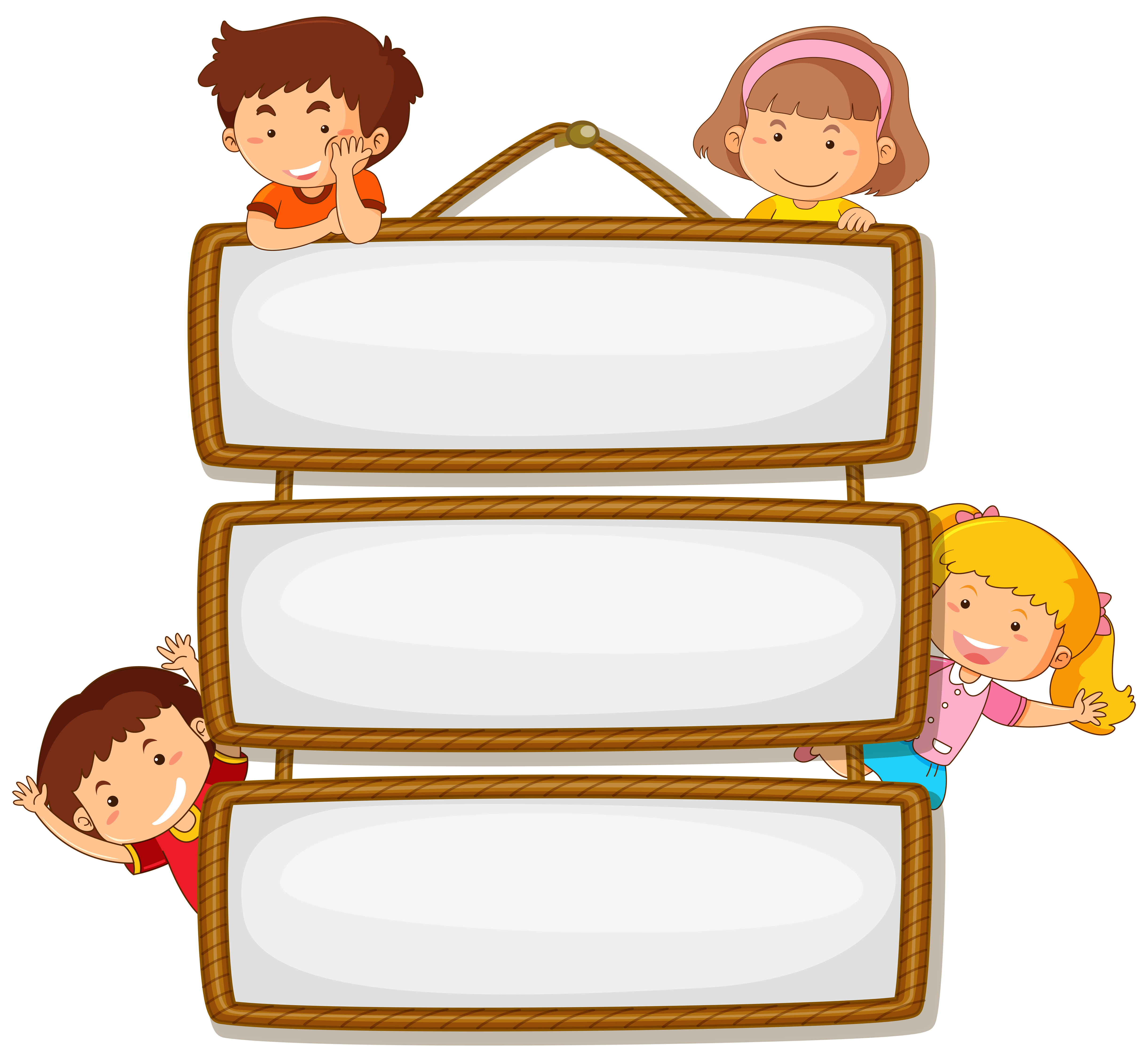 School Kids With Banner Clip Art