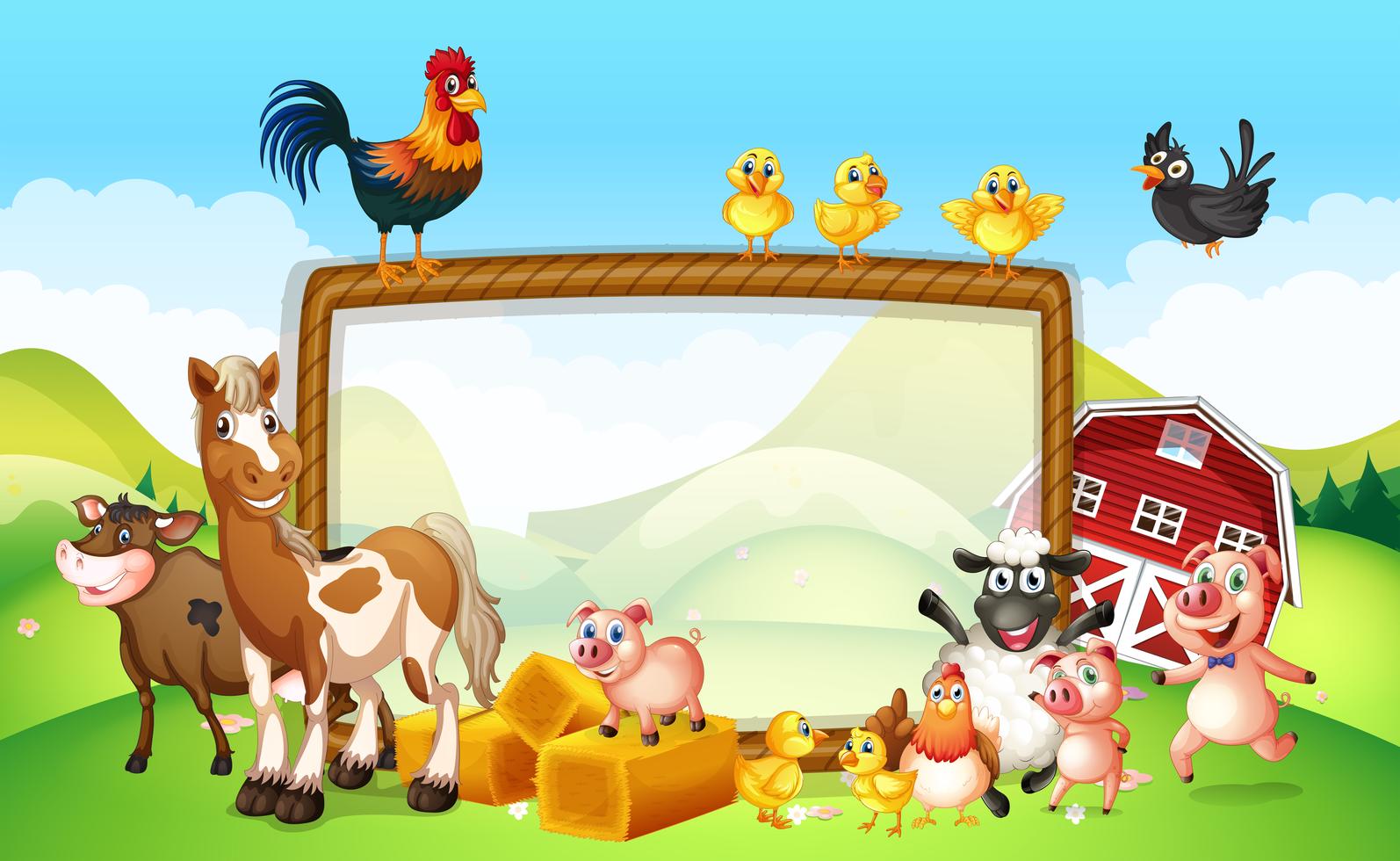 Frame design with farm animals 445303 Vector Art at Vecteezy