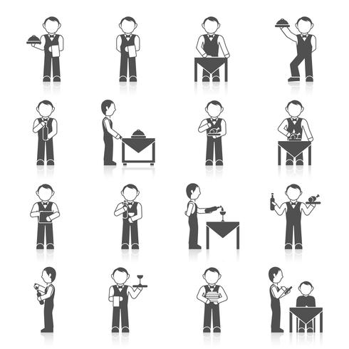 Waiter Man Icon Black vector