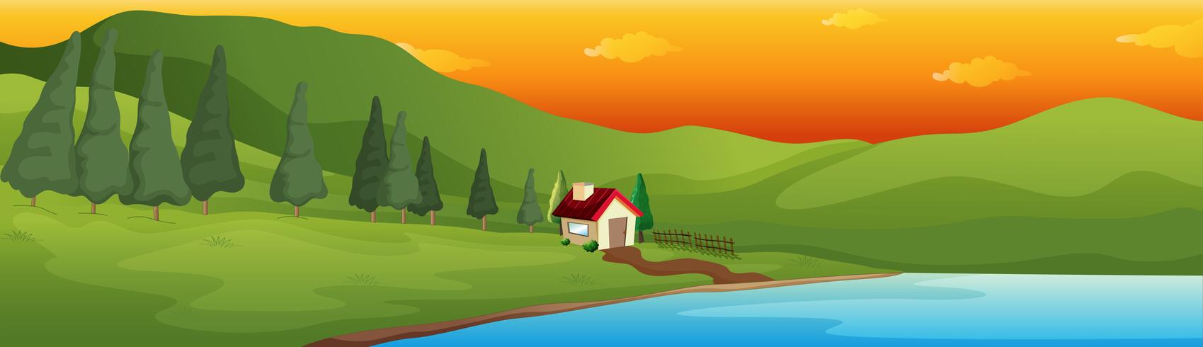 A Lake House in the Big Valley vector