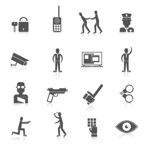 Security guard black icons vector