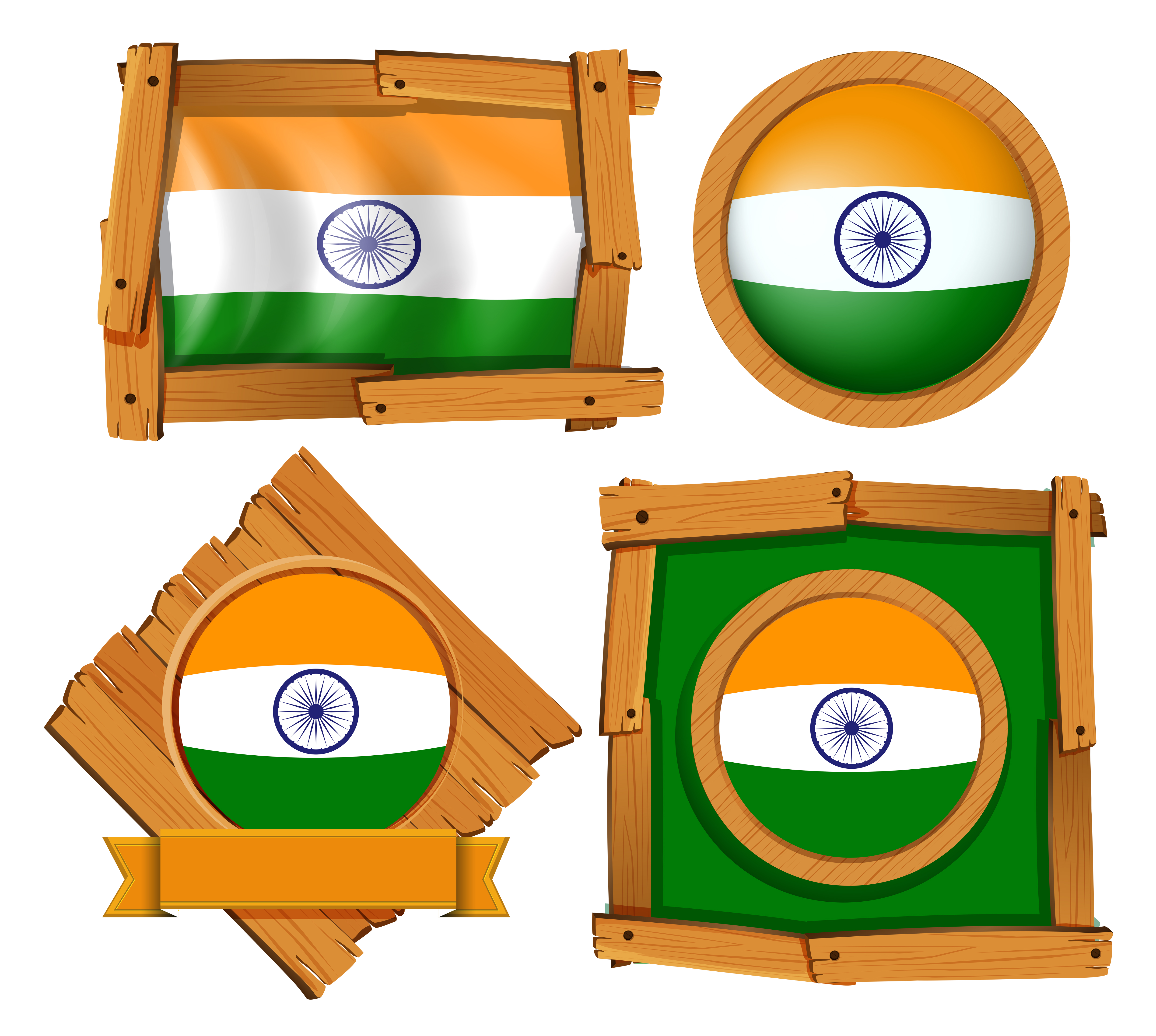 Download India flag on round and square badges - Download Free ...