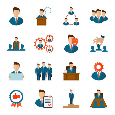 Executive icons flat vector