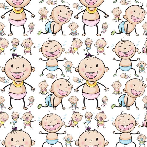 Seamless background design with babies vector