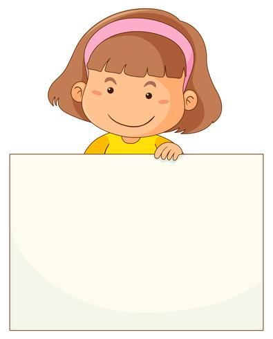 Little girl and blank paper vector