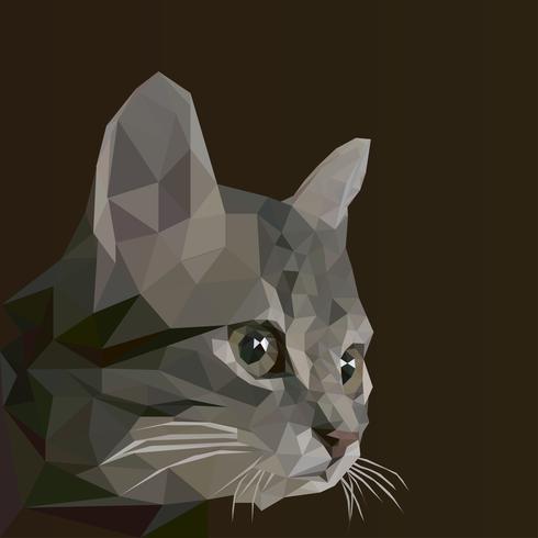 Gato de diseño bajo poli. Ilustración de logotipo de vector de triángulo de animal para usar como estampado en camiseta y póster.