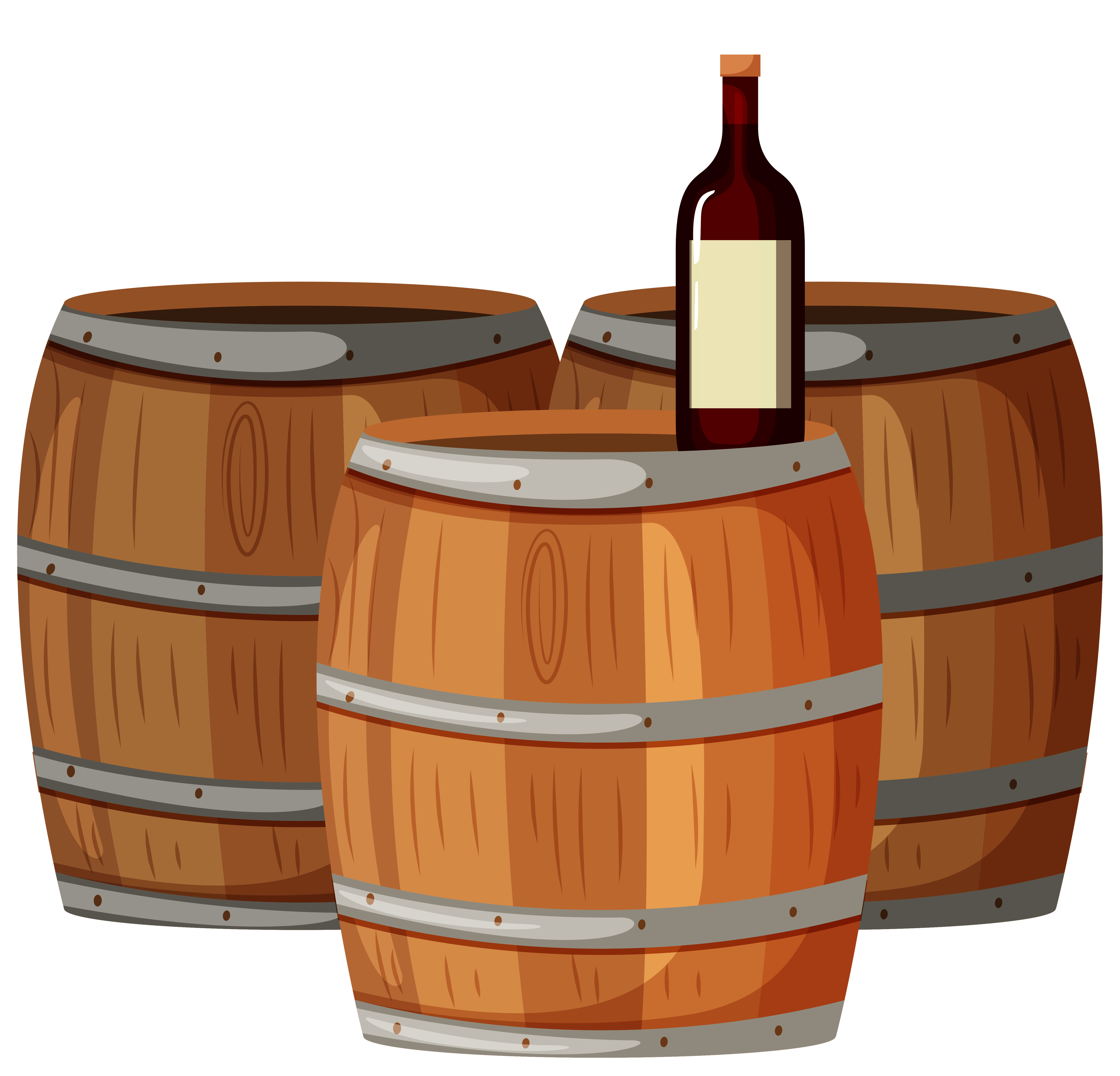 Wine bottle on wooden barrels 445388 Vector Art at Vecteezy