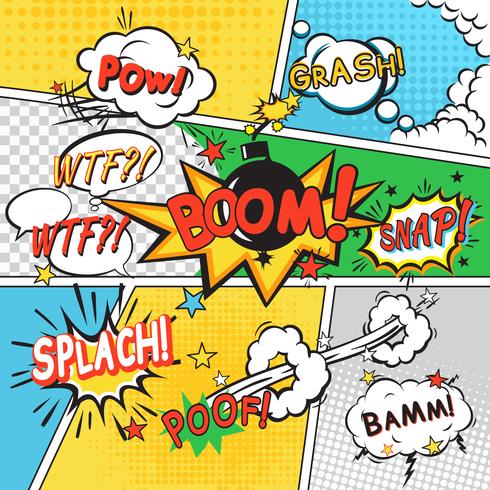 Comic set background vector