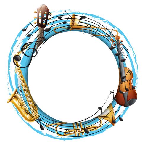 Round frame with musical instruments vector