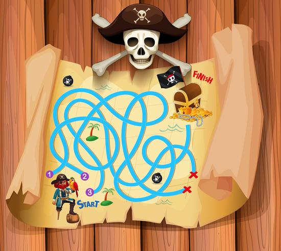 Una plantilla de juego de piratas maz. vector