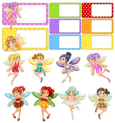 Fairies flying and frame design vector