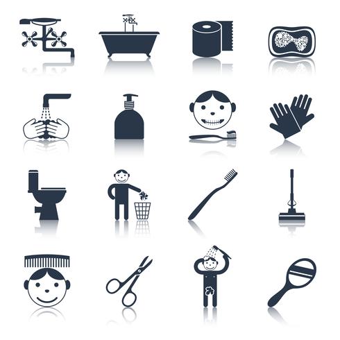 Iconos de higiene negro vector