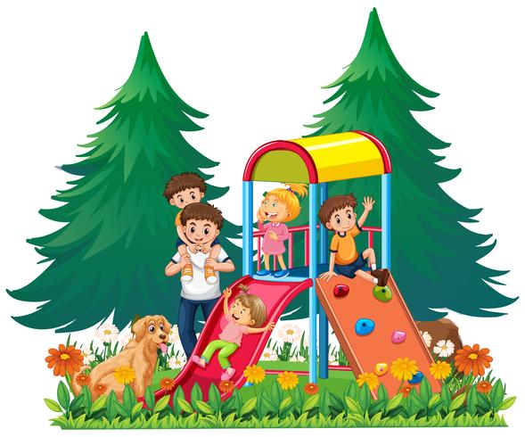 A family at the playground vector