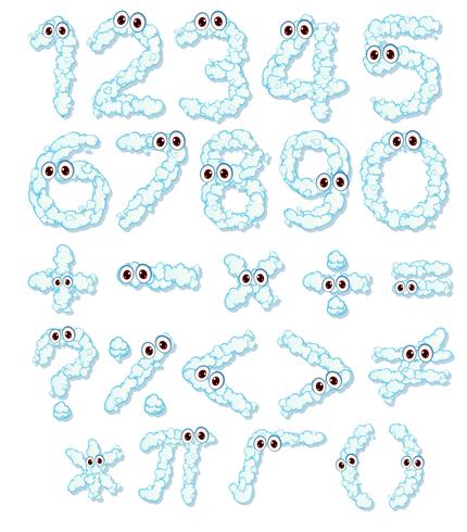 A set of cloud number and math sign vector