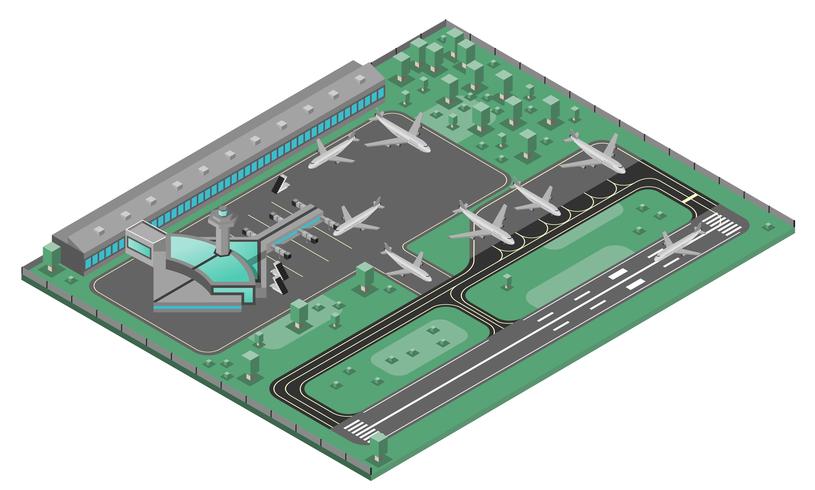 Airport Isometric Concept vector