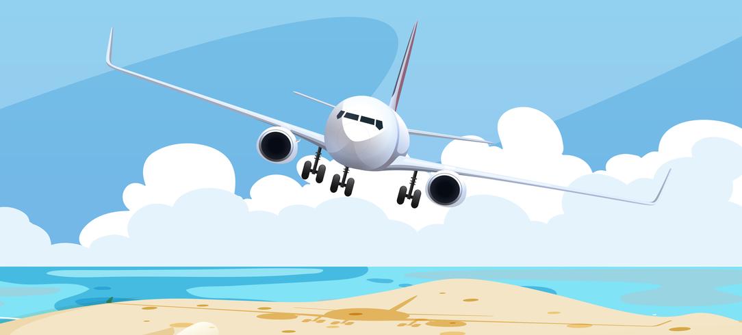 Background scene with airplane flying vector