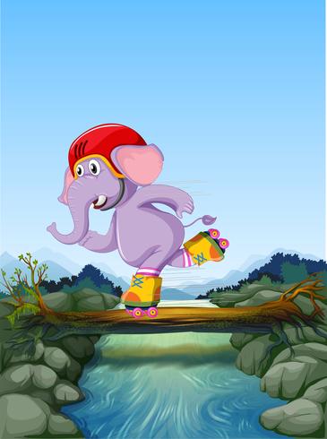Elepehant playing roller skate vector
