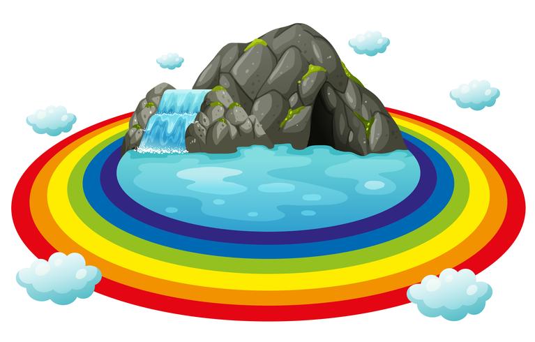 Cave and rainbow vector