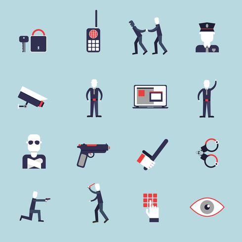 Security guard flat icons vector