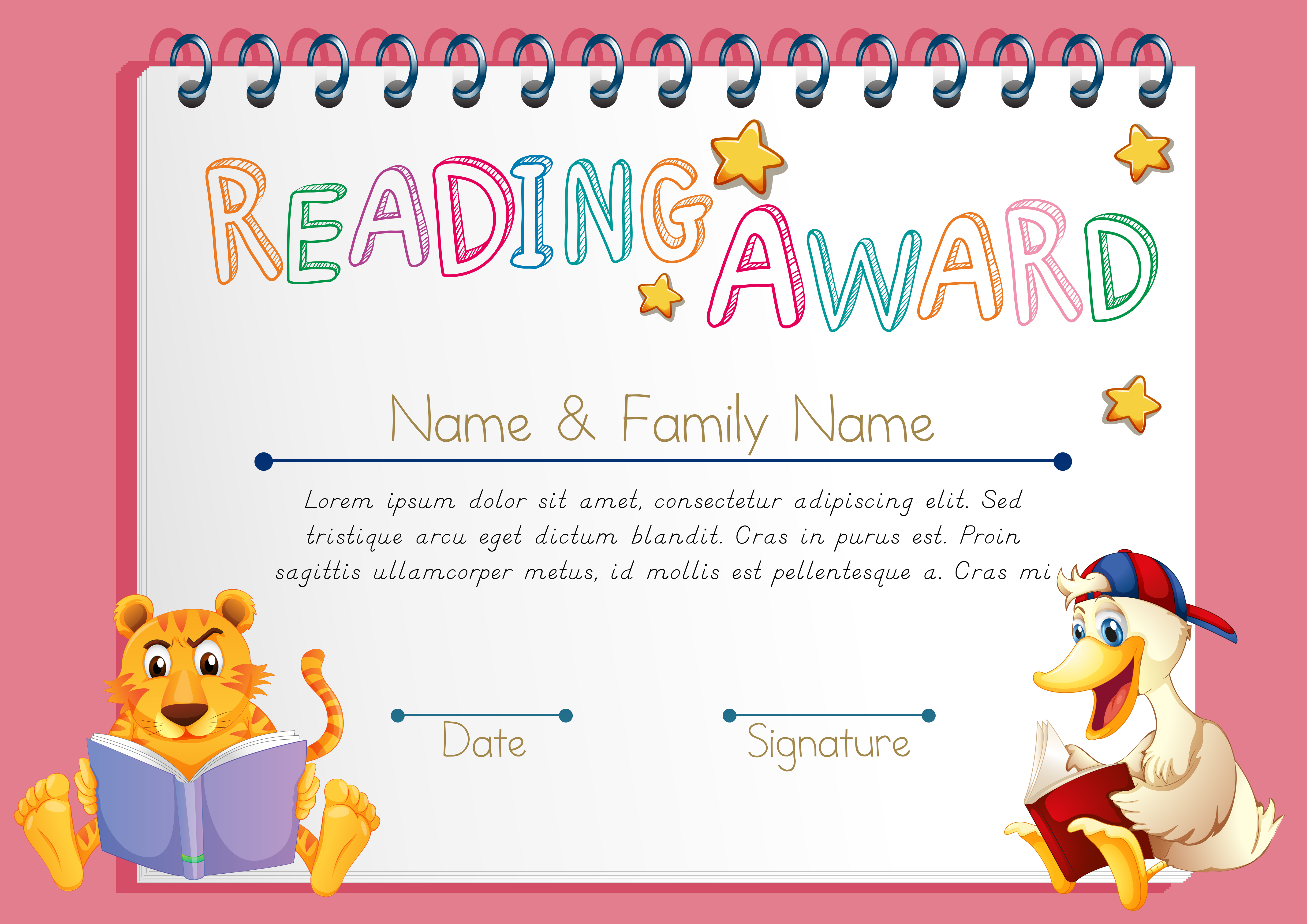 Book report award certificates image