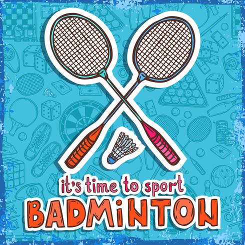 Fondo de dibujo de bádminton vector