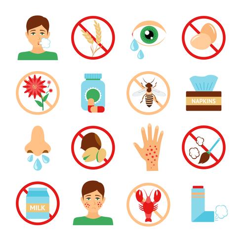 Conjunto de iconos de alergia vector