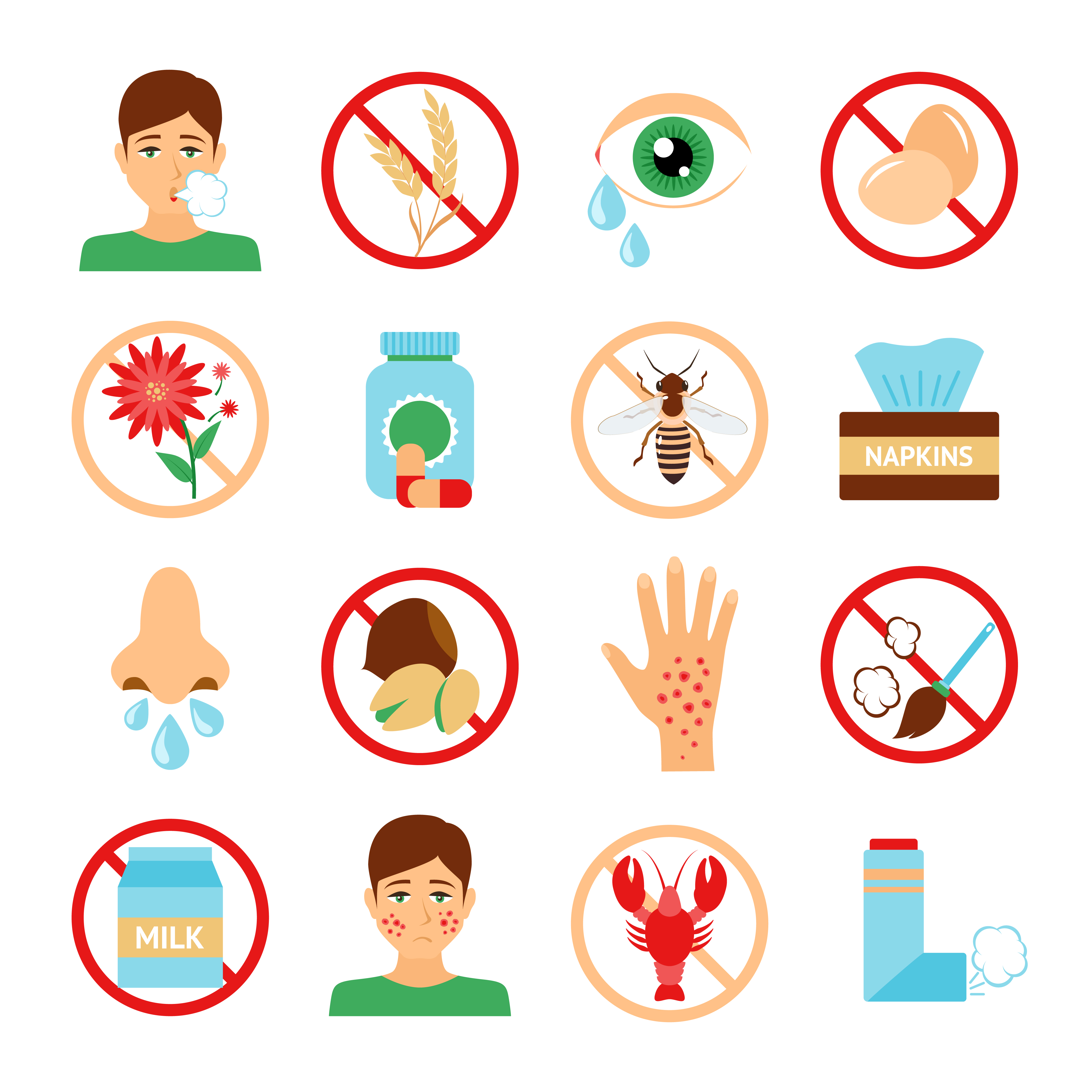 Allergy Icons Set 445613 Vector Art At Vecteezy