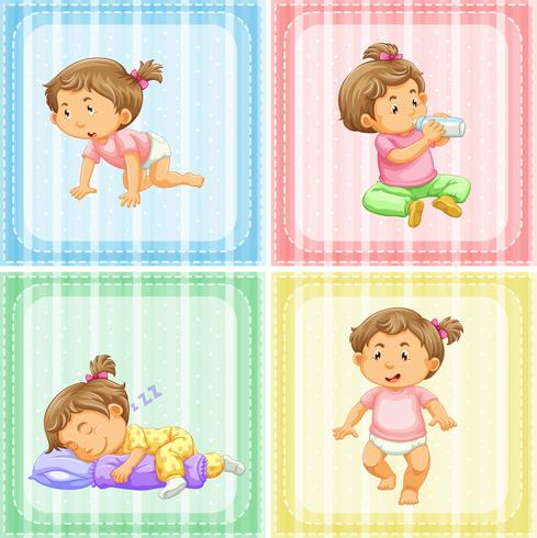 Four actions of little girl vector