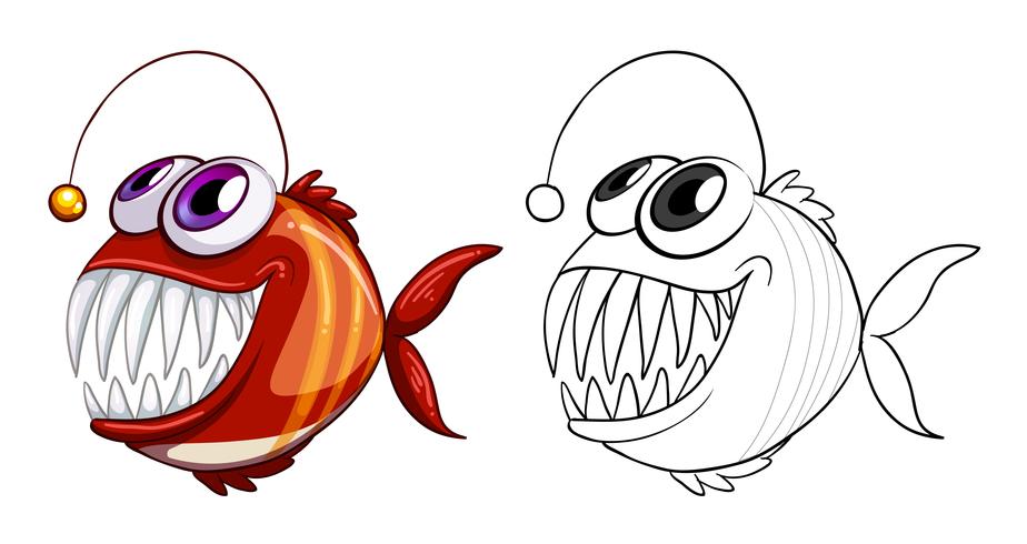 Animal doodle outline for fish vector