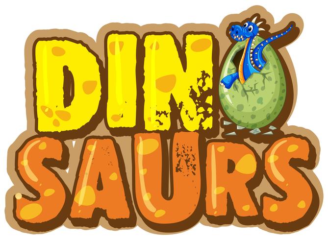 Font design for word dinosaur with dinosaur in egg vector