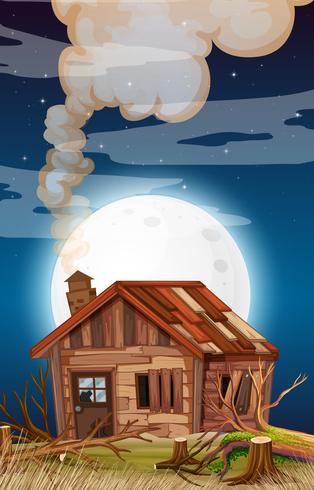 Old house at night scene vector