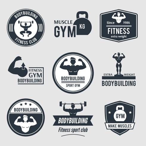 Bodybuilding Label Set vector