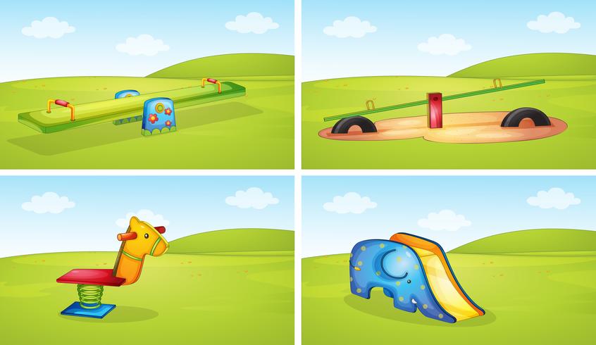 Set of playground equipment vector