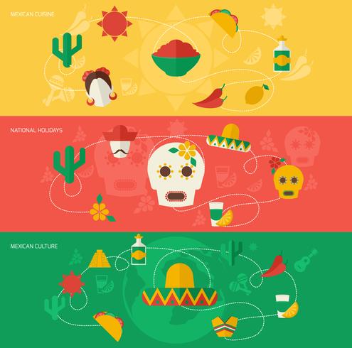 Conjunto de banner plano de México vector